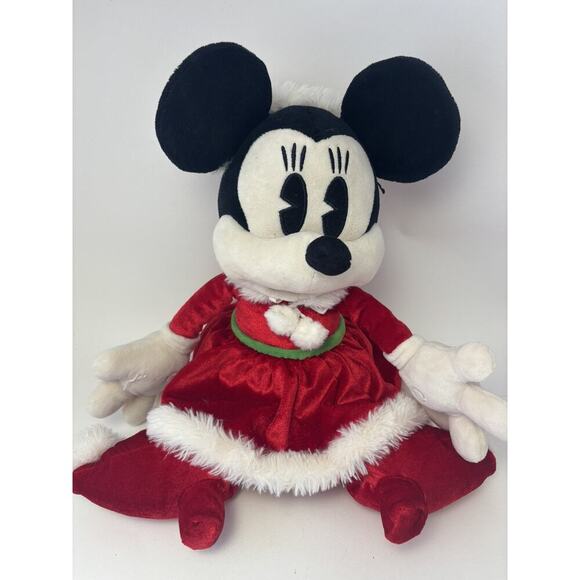 DISNEY STORE CHRISTMAS MINNIE MOUSE PLUSH Holiday Red R1 R3 - Picture 1 of 5